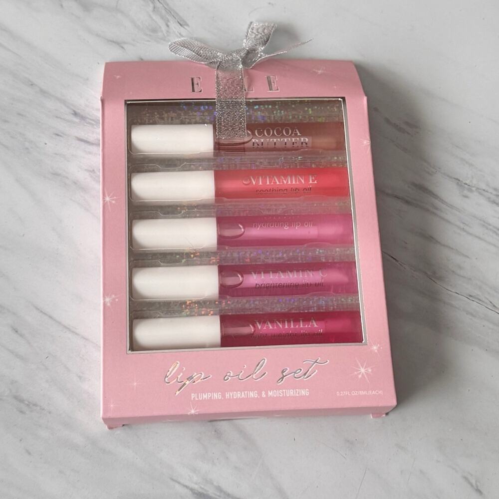 ELLE Makeup Beauty Accessories Five Piece Tinted Lip Hydrating Lip Oil Set